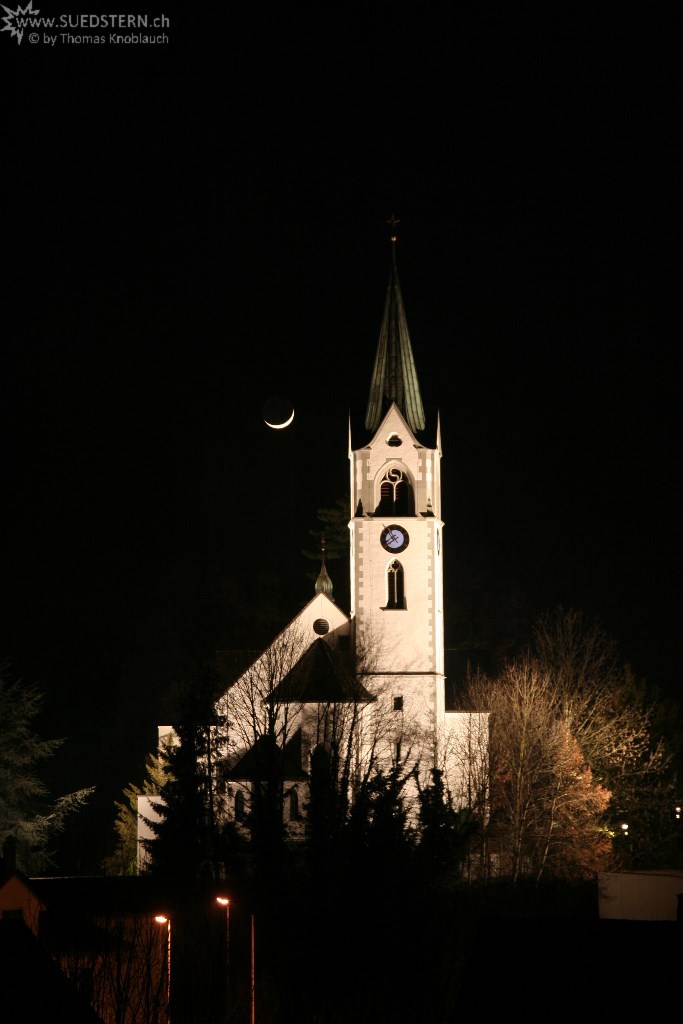 church with moon, jona